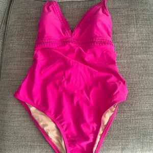 Vibrant pink swimsuit, size large